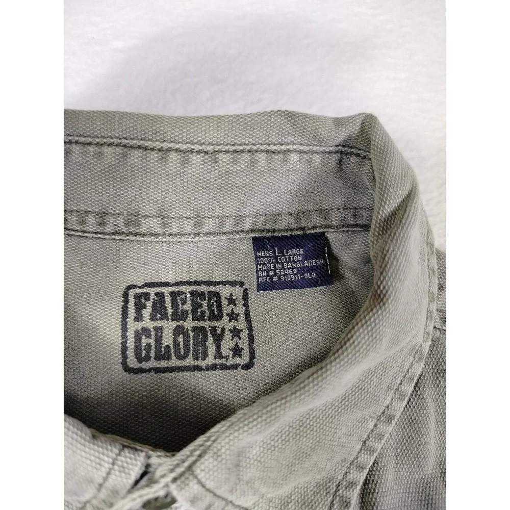 Faded Glory Shirt Mens Large Green Canvas Lumberjack Utility Workwear‎ Outdoors